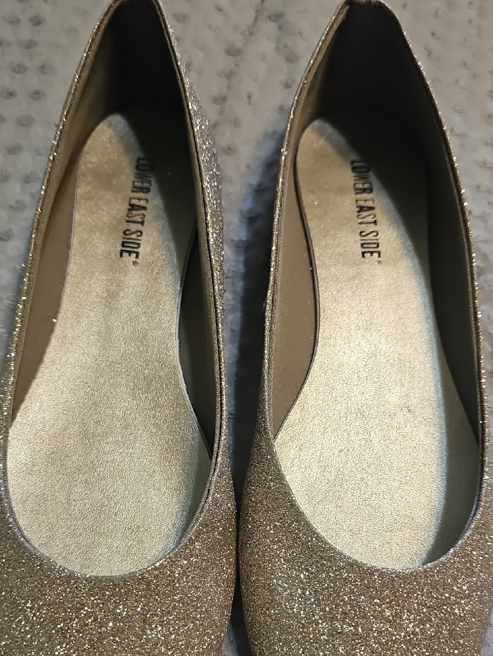 LOWER EAST SIDE Women's Gold Glitter Flats